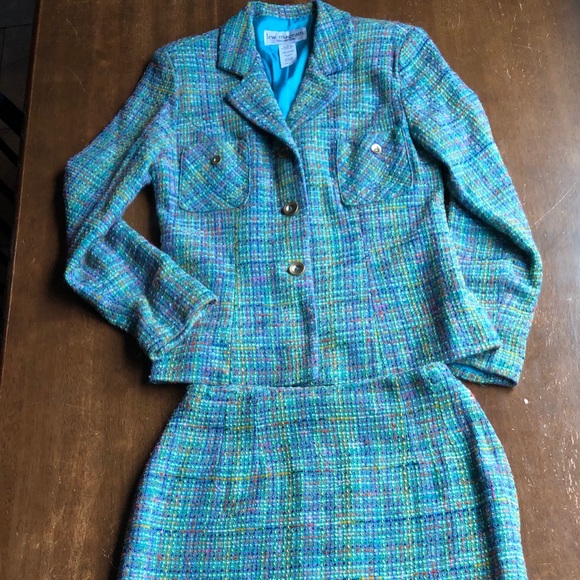 Lew Magram Dresses & Skirts - Turquoise Tweed 2-pc Skirt Suit Size 6